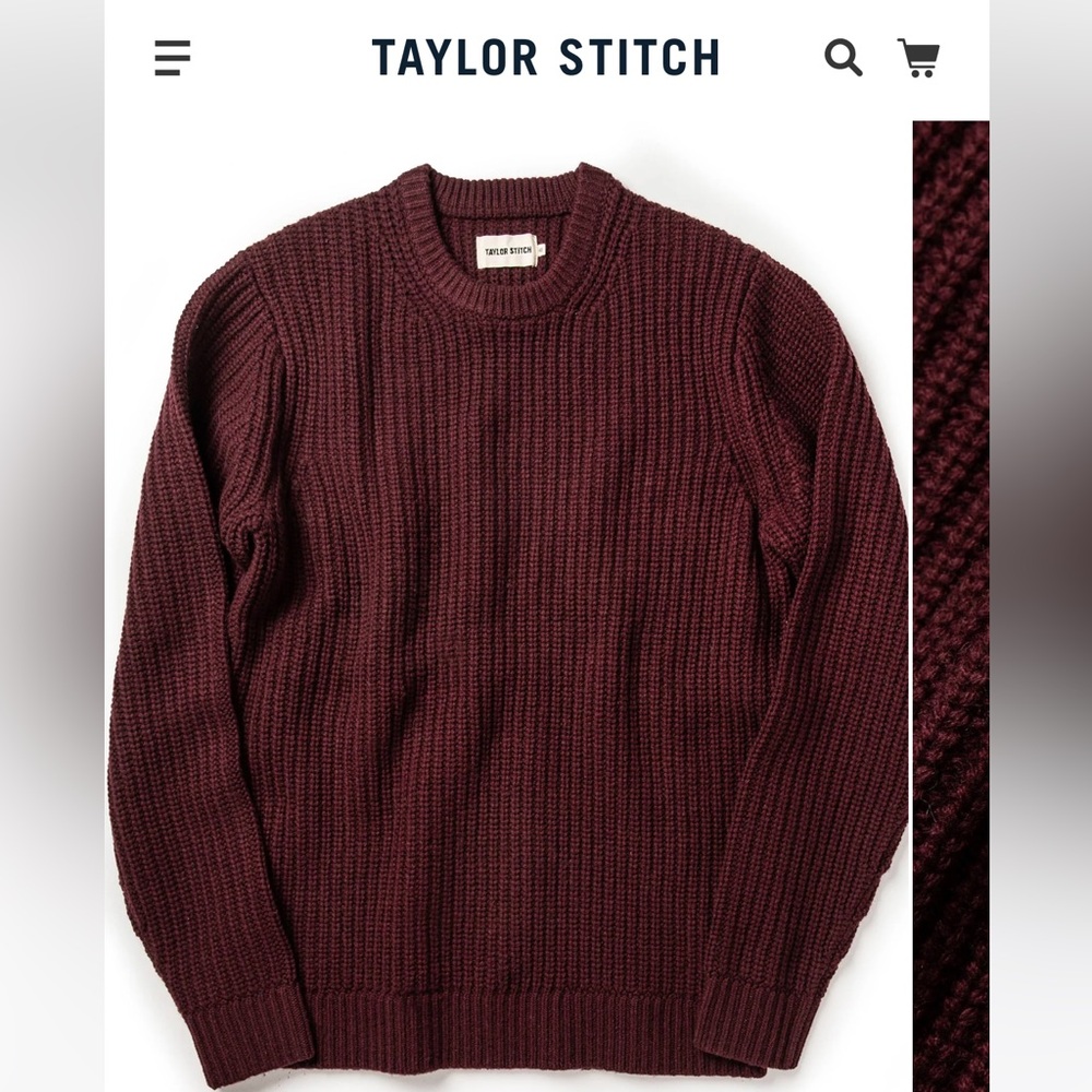 Taylor Stitch Men's Warf Fishman’s Sweater Burgundy 40